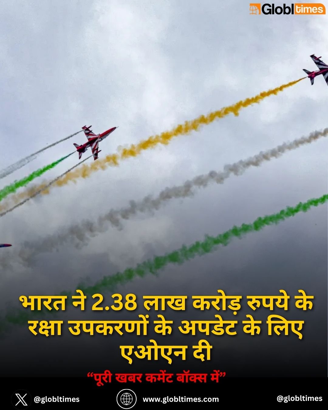 भारत ने 2.38 लाख करोड़ रुपये के रक्षा उपकरणों के अपडेट के लिए एओएन दी