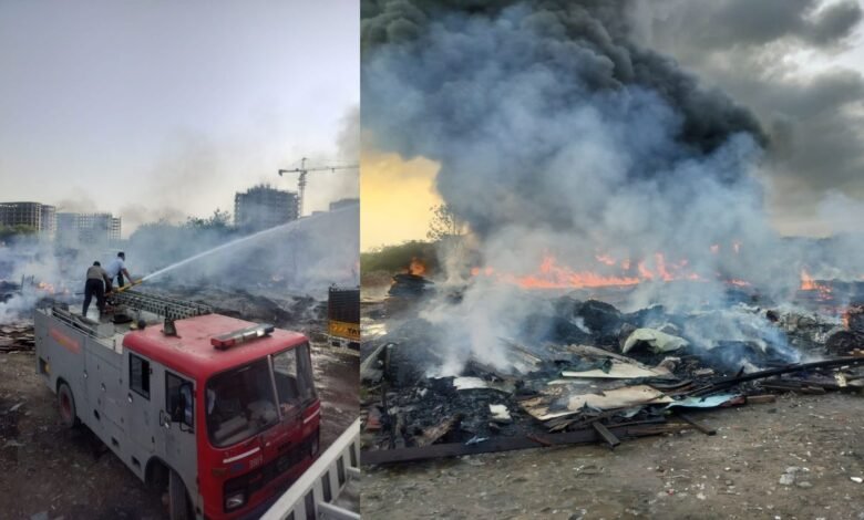 प्लास्टिक गोदाम में भड़की आग ने बढ़ाई दहशत दमकल टीमों की कड़ी मशक्कत