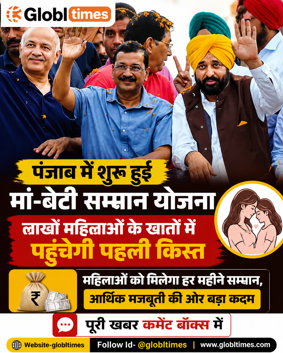 पंजाब में ‘मां-बेटी सम्मान योजना’ की शुरुआत, लाखों महिलाओं के खातों में पहुंचेगी पहली किस्त
