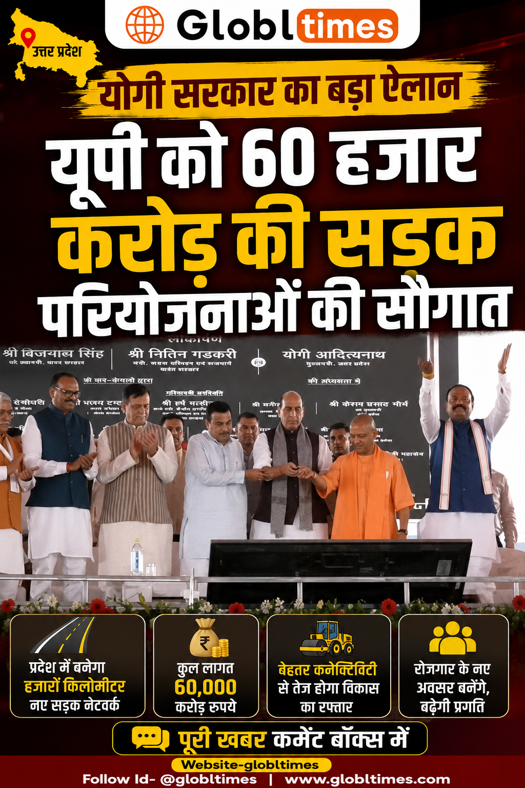 योगी सरकार का बड़ा ऐलान, यूपी को 60 हजार करोड़ की सड़क परियोजनाओं की सौगात
