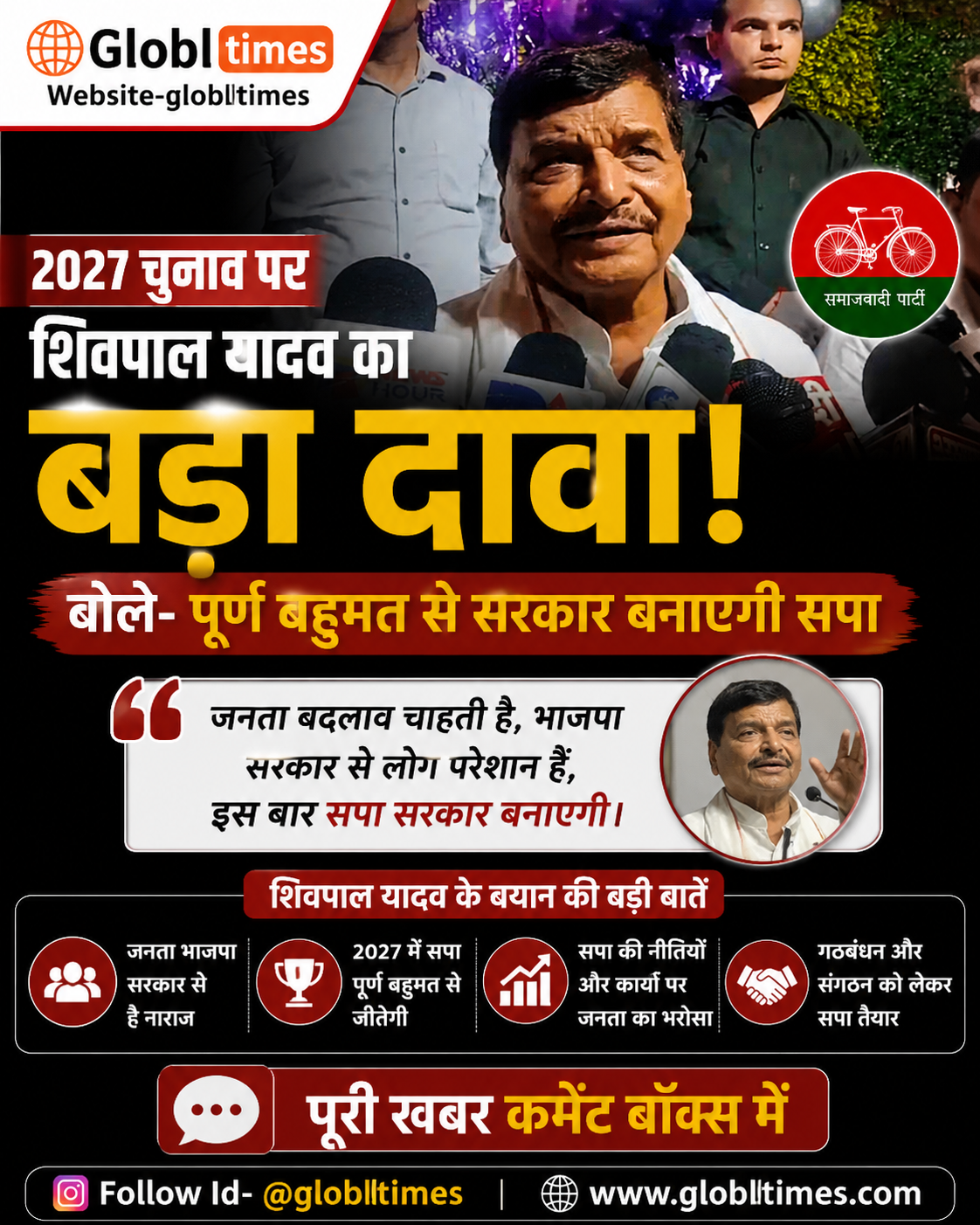 2027 चुनाव पर शिवपाल यादव का बड़ा दावा, बोले- पूर्ण बहुमत से सरकार बनाएगी सपा