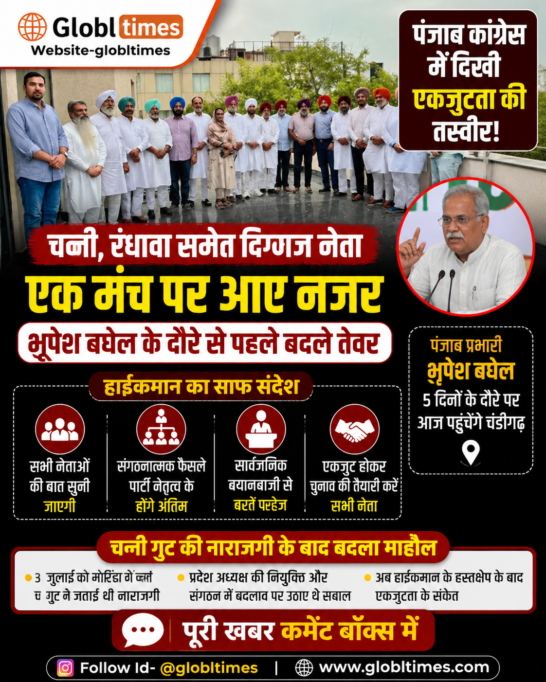 पंजाब कांग्रेस में सुलह के संकेत! भूपेश बघेल के दौरे से पहले चन्नी-रंधावा समेत वरिष्ठ नेता आए एक मंच पर