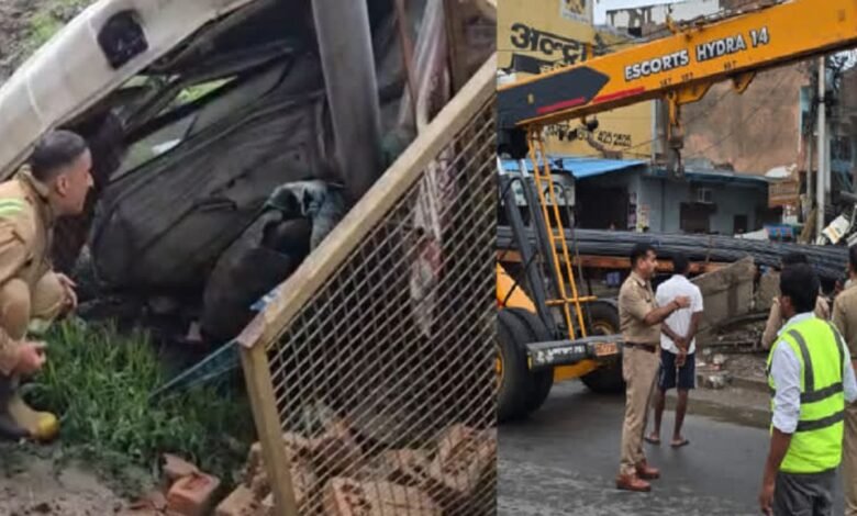 झपकी बनी जानलेवा, ट्रांसफार्मर से टकराकर नाले में गिरा ट्रक, चालक की मौत
