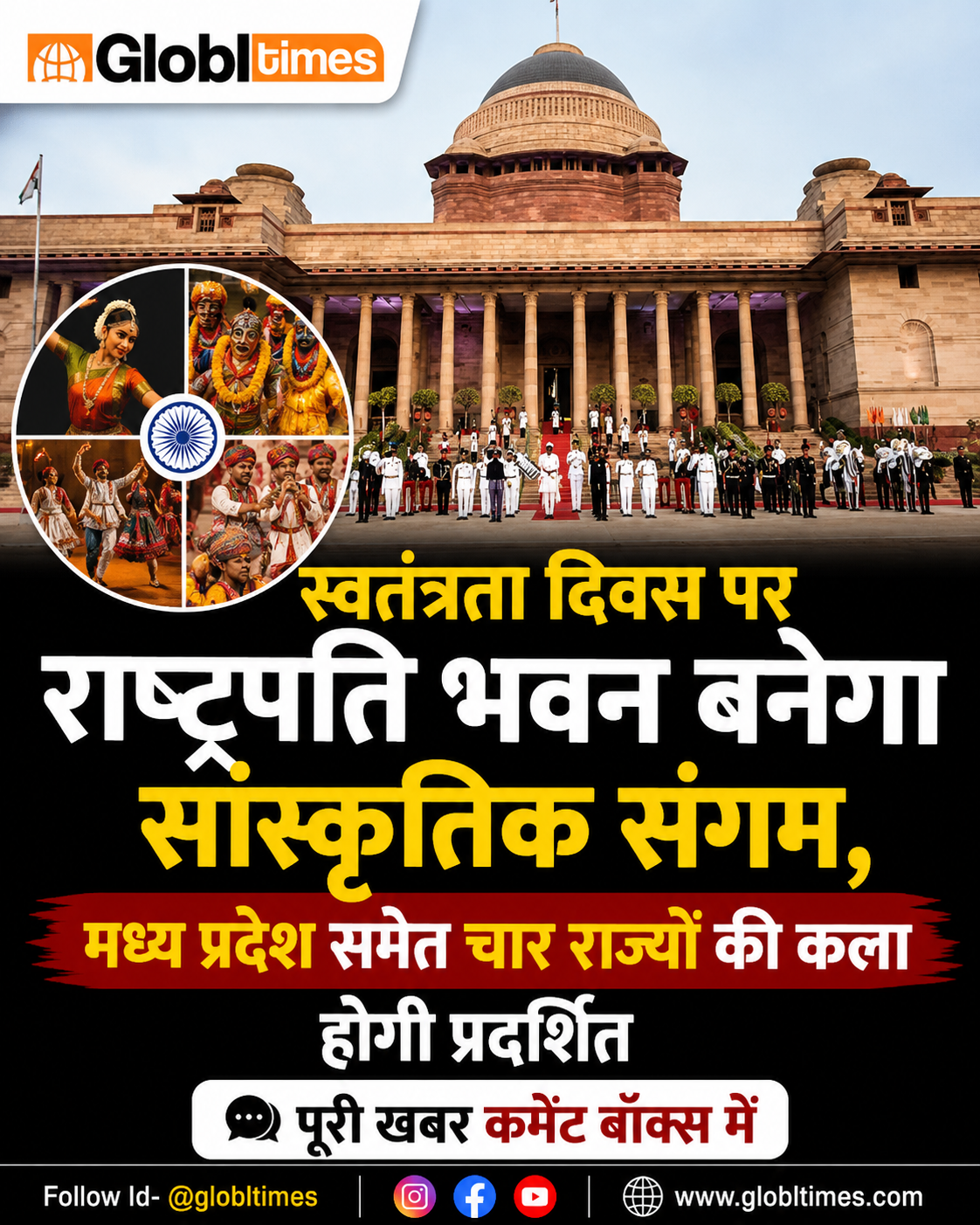 स्वतंत्रता दिवस पर राष्ट्रपति भवन बनेगा सांस्कृतिक संगम, मध्य प्रदेश समेत चार राज्यों की कला होगी प्रदर्शित
