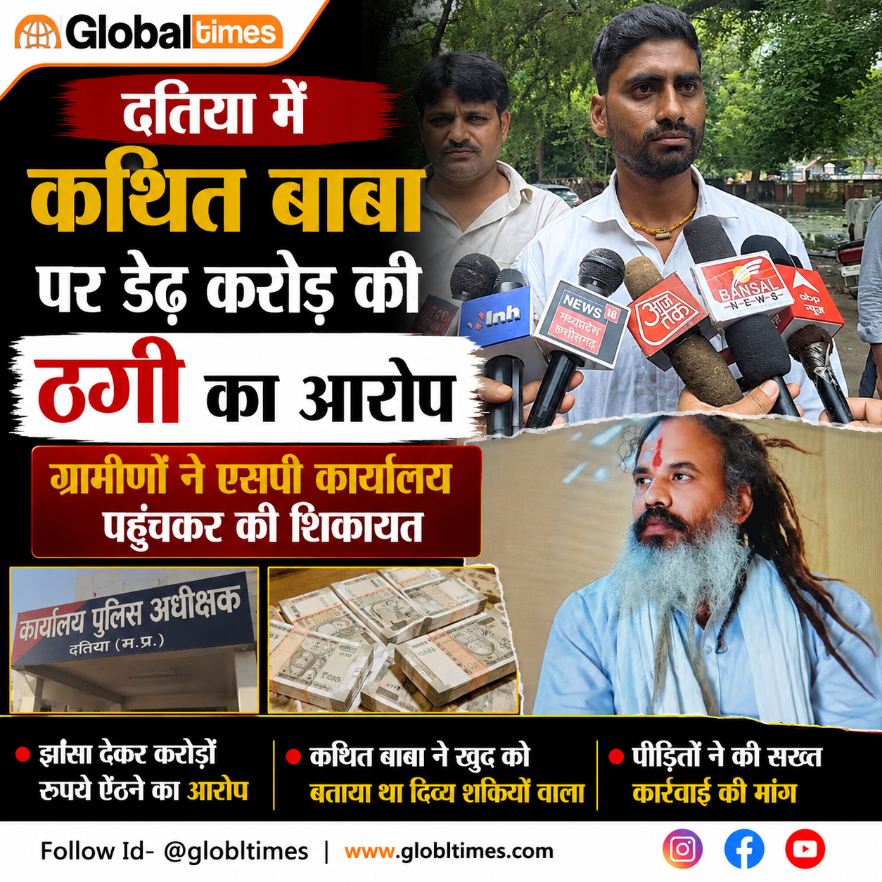 दतिया में कथित बाबा पर डेढ़ करोड़ की ठगी का आरोप, ग्रामीणों ने एसपी कार्यालय पहुंचकर की शिकायत
