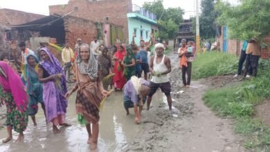 भागलपुर में सड़क पर धान रोपकर ग्रामीणों का अनोखा प्रदर्शन, बोले- अब सड़क नहीं तो आंदोलन होगा