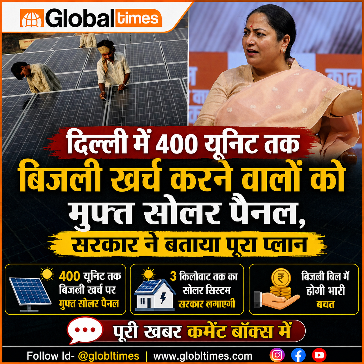 दिल्ली में 400 यूनिट तक बिजली खर्च करने वालों को मुफ्त सोलर पैनल, सरकार ने बताया पूरा प्लान