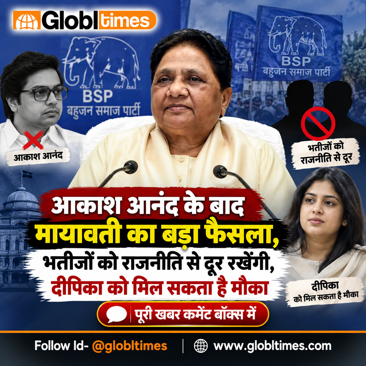 आकाश आनंद के बाद मायावती का बड़ा फैसला, भतीजों को राजनीति से दूर रखेंगी, दीपिका को मिल सकता है मौका