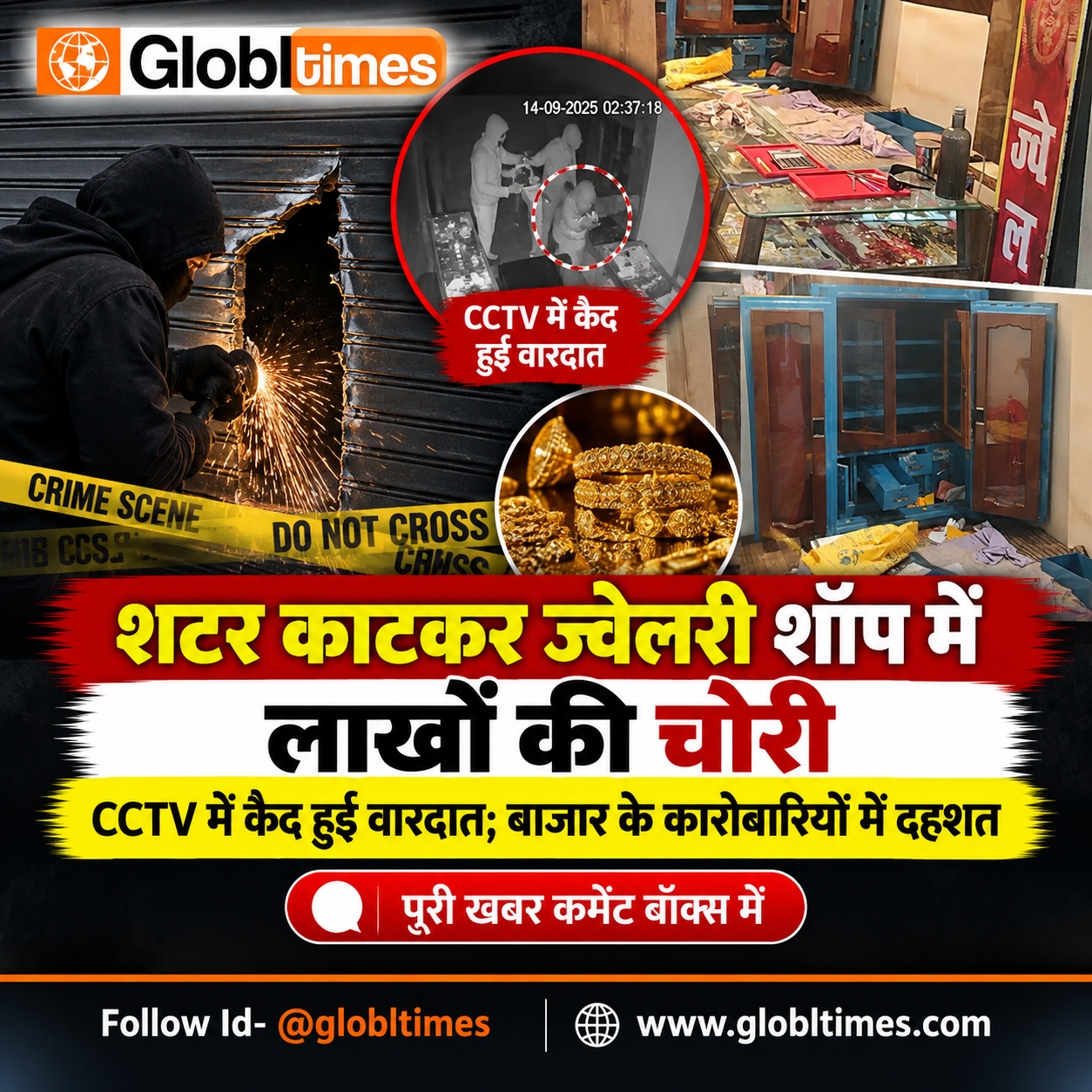 शटर काटकर ज्वेलरी शॉप में लाखों की चोरी, CCTV में कैद हुई वारदात; बाजार के कारोबारियों में दहशत
