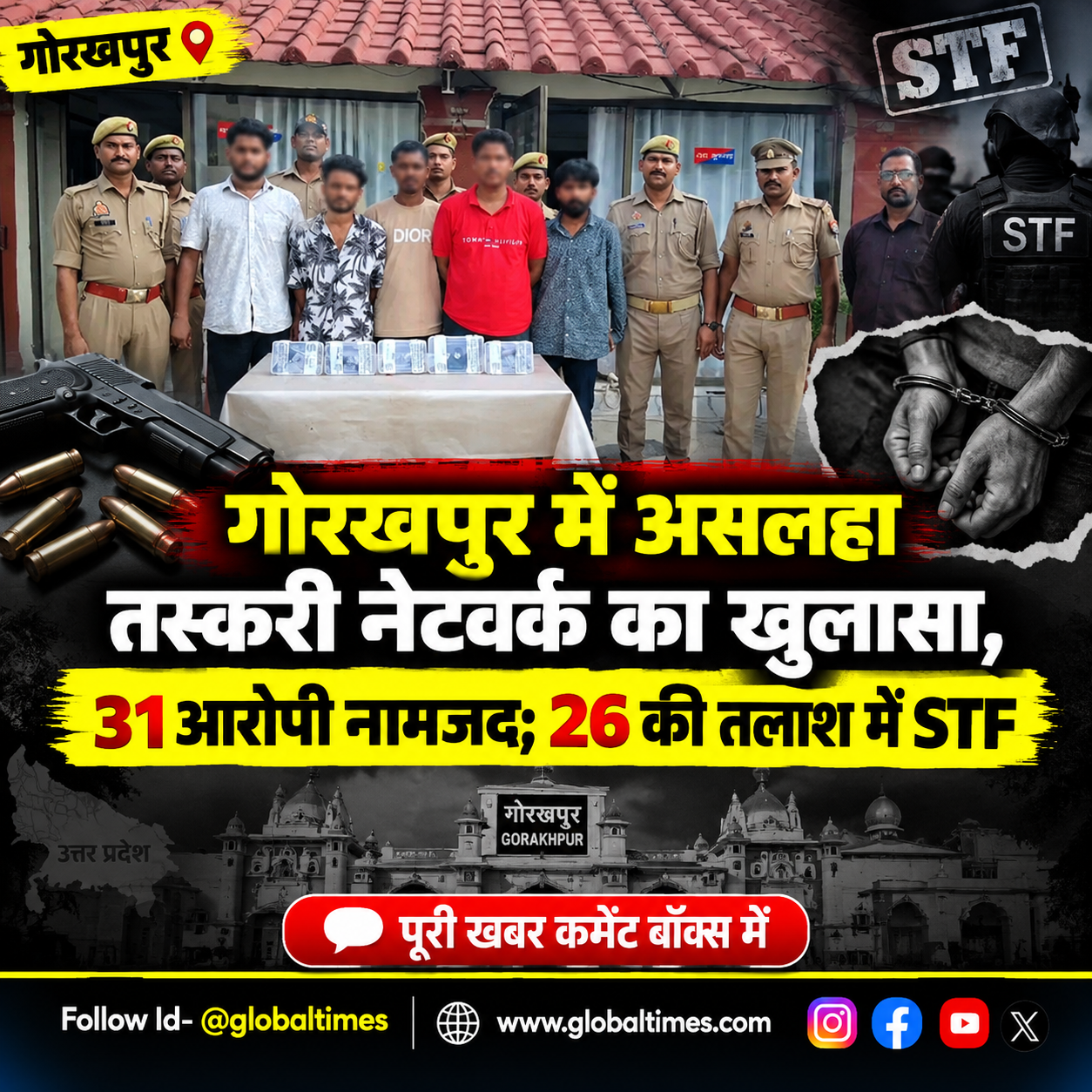गोरखपुर में असलहा तस्करी नेटवर्क का खुलासा, 31 आरोपी नामजद; 26 की तलाश में STF