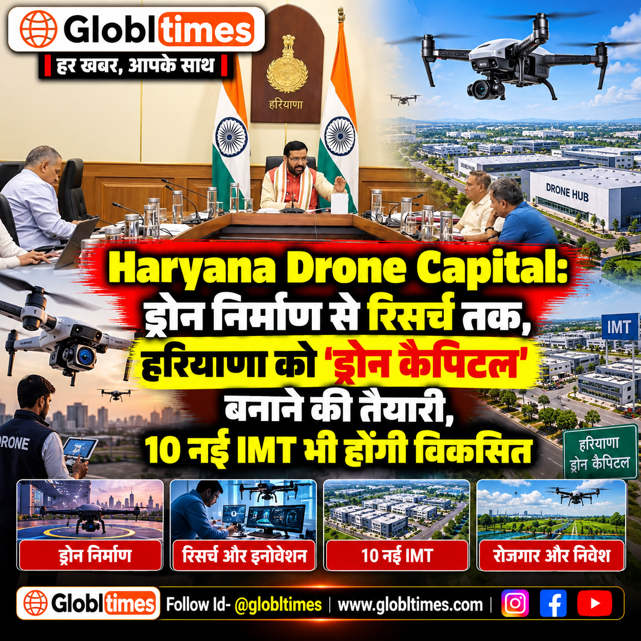 Haryana Drone Capital: ड्रोन निर्माण से रिसर्च तक, हरियाणा को ‘ड्रोन कैपिटल’ बनाने की तैयारी, 10 नई IMT भी होंगी विकसित