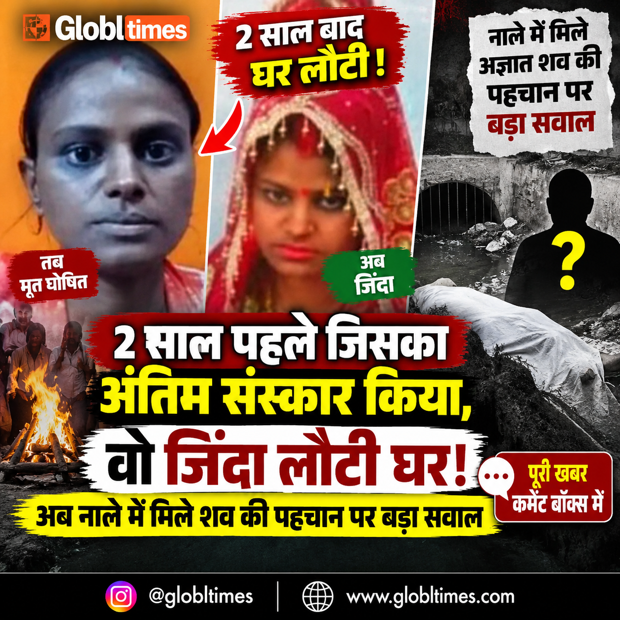 2 साल पहले जिसका अंतिम संस्कार किया, वो जिंदा लौटी घर! अब नाले में मिले शव की पहचान पर बड़ा सवाल