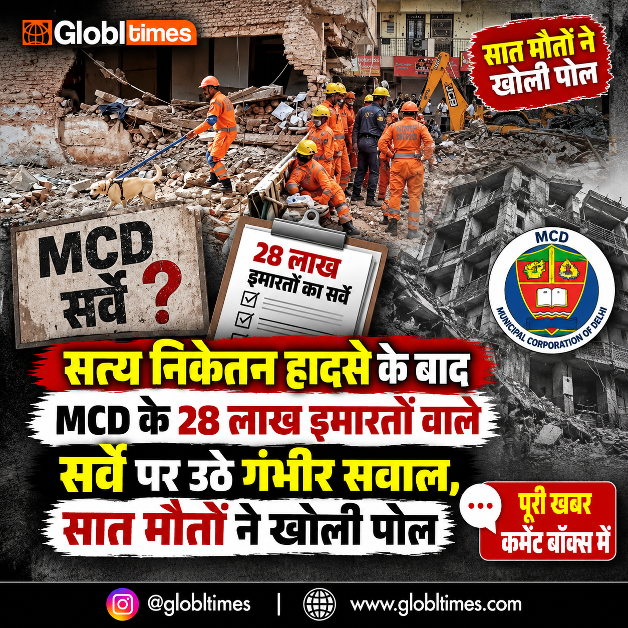 सत्य निकेतन हादसे के बाद MCD के 28 लाख इमारतों वाले सर्वे पर उठे गंभीर सवाल, सात मौतों ने खोली पोल