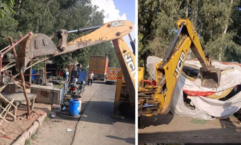 करनाल में NH-44 पर चला अतिक्रमण विरोधी अभियान, NHAI ने हटाए अवरोध