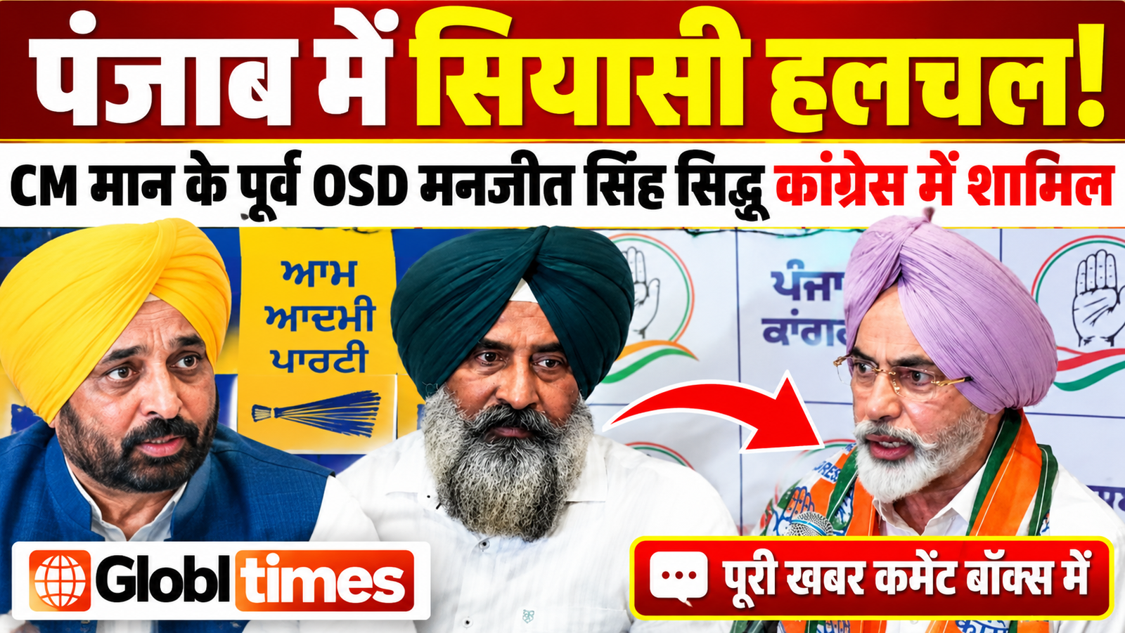 पंजाब में सियासी हलचल, CM भगवंत मान के पूर्व OSD मनजीत सिंह सिद्धू कांग्रेस में शामिल